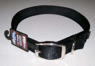 Premium Nylon Dog Collar ~ Double Ply 1 Wide ~ BLACK ~ Made in U.S.A 