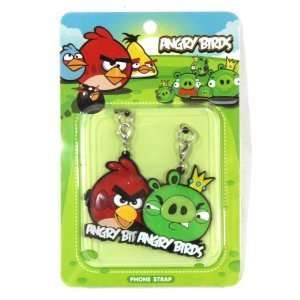  Angry Birds Red Bird and Green Pig 2 Piece Phone Strap Set 