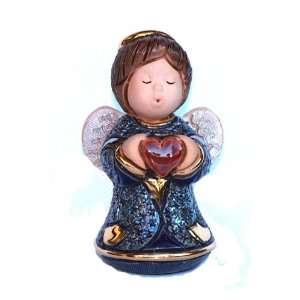  Rinconada Angel with heart Figurine, Blue