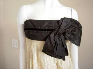 740 Marchesa Dress Gold Black Bow 4 Celebrity #00014X  