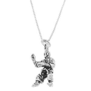   Silver Three Dimensional Martial Arts Instructor Necklace Jewelry