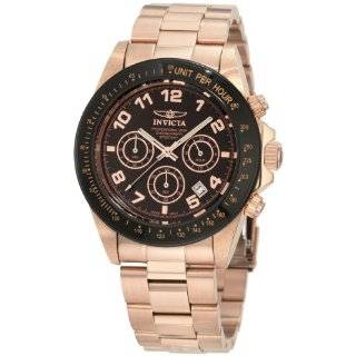 Invicta Mens 10706 Speedway Chronograph Brown Dial 18k Rose Gold Ion 