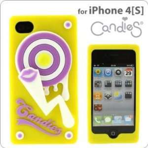  Candies Turntable Silicon Cover for iPhone 4S/4 (YELLOW 