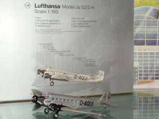 Herpa Wings Lufthansa Junkers JU 52/ 3M D AQUI 1/160 **Free S&H 