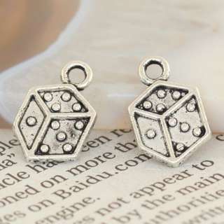 75X LOTS TIBETAN SILVER LUCKY DICE PENDANT CHARMS BEADS  