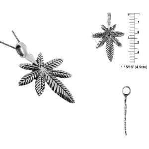  Sterling Silver Marijuana Leaf Pendant Jewelry