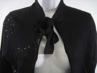 NEW TARA JARMON Black Sequin Tie Neck Cardigan Size S  