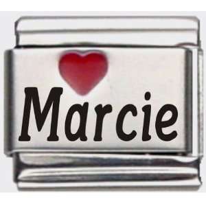  Marcie Red Heart Laser Name Italian Charm Link Jewelry