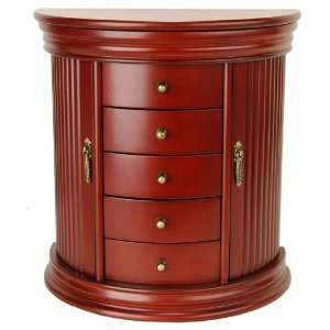   Large Cherry Colored Solid Wooden Jewelry Box 