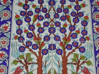 16x24 Turkish Tree of Life Handpainted Raised Ceramic Tile PANEL 