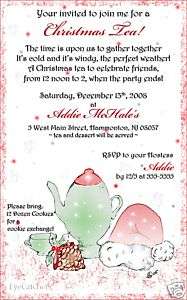 Christmas Holiday Tea Cookie Exchange Invitations  