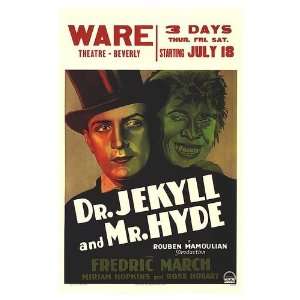  Dr. Jekyll And Mr. Hyde Movie Poster, 11 x 17 (1932 