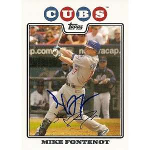  Mike Fontenot Signed Chicago Cubs 2008 Topps Card: Sports 