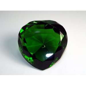  Diamond Jewel Paperweight 80mm Emerald Heart Shaped Cut 
