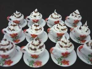 12 Paint Art Cups of Cappuccino Dollhouse Miniatures  