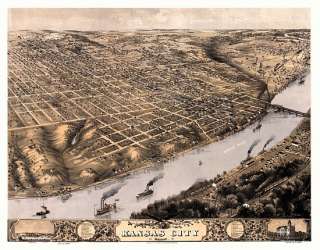 Old Map Kansas City Missouri 1869 Clay County  