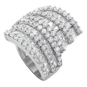   Silver Band Baguette Cubic Zirconia Journey Ring Size 7: Jewelry