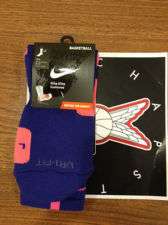 Nike Elite Basketball Crew Sock Concord/Pink Purple/ Cherry Volt Size 