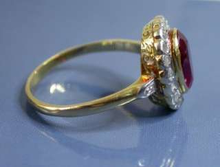   Gold Rose Cut Diamond Synthetic Ruby Lady Diana Ring 4.4gr 7.5  