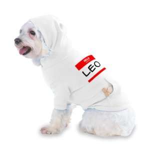 HELLO my name is LEO Hooded (Hoody) T Shirt with pocket for your Dog 