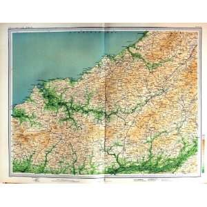  1903 Colour Map Caridgan Carmarthen Wales Llandilo