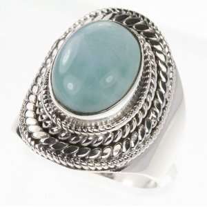    925 Sterling Silver GENUINE LARIMAR Ring, Size 8.5, 9.87g Jewelry