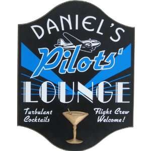  Personalized Wood Sign   Pilots Lounge