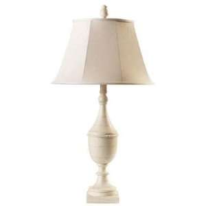 Klaussner Furniture Cottage White Turned Lamp with Round Bell Fabric 