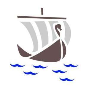   Tattoo Stencil   Viking Ship in Water   #L12