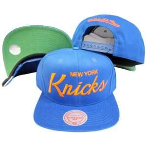 New York Knicks Solid Blue Script Plastic Snapback Adjustable Plastic 