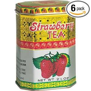 Roland Kwong Sang Tea, Strawberry, 2.5 Ounce Tins (Pack of 6):  