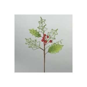  Pack Of 24 Green Holly With Red Berries 18 Picks