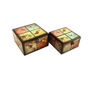   Jewelry Box with Colorful Butterfly Design (Set of 2): Home & Kitchen