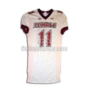 White No. 11 Game Used Temple Russell Football Jersey  