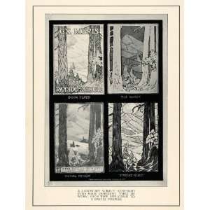  1929 Print Landscape Woods Trees Illustrations Mural Design 