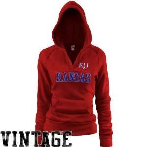  Kansas Jayhawks Ladies Red Rugby Vintage Hoody Sweatshirt 