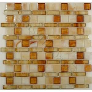   Shapes Orange Bathroom Glossy Glass Tile   17753