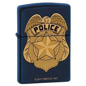  Zippo Police Badge Navy Blue Matte Lighter, 7287: Sports 
