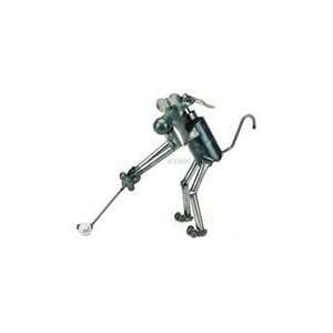  Golfer Dog Metal Sculpture by YardBirds