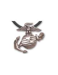     USMC   (Pewter with black PVC rope chain) US Marines Military Logo
