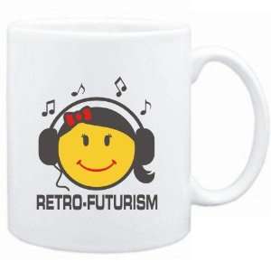  Mug White  Retro Futurism   female smiley  Music Sports 