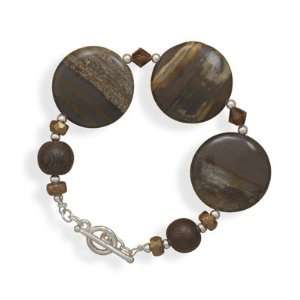 Jasper, Crystal and Wood Bead Bracelet