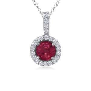  14K White Gold Ruby and Diamond Pendant: Jewelry