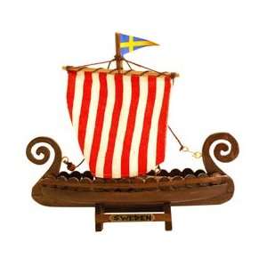 7 Wooden Viking Ship with 4 Oars, Sail, and Stand Toys 
