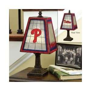 PHILADELPHIA PHILLIES Team Logo Hand Painted ART GLASS TABLE LAMP (14 