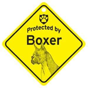  Cropped Ears Boxer Protected By Dog Sign and caution Gift 