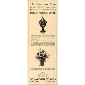  1916 Ad Della Robbia Studios Ware Metal Flowers Decor 