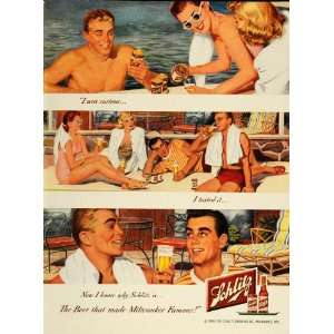 1949 Ad Schlitz Beer Swimming Pool Party Milwaukee 