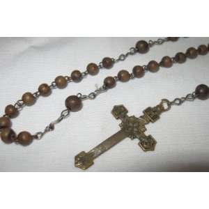  Vintage Brown Wooden Estate Rosary 