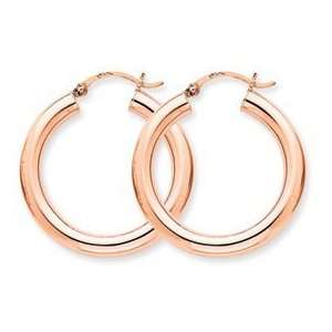  14k Gold Rose Gold 4mm Hoop Earrings: Jewelry